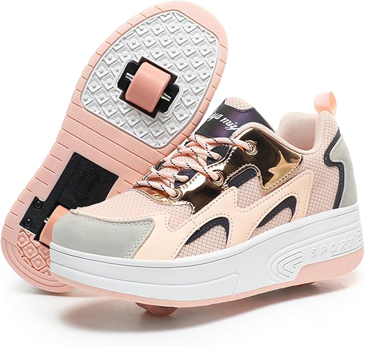 Wooowyet Roller Skate Shoes for Kids Boys Girls Rechargealbe Wheels Sneakers Fashion Roller Wheeled
