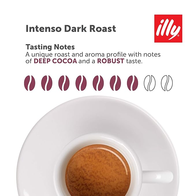 illy Ground Coffee Moka - 100% Arabica Flavored Coffee Ground - Rich Aromatic Coffee Grounds Profile – Intenso Dark Roast – Warm Notes of Cocoa & Dried Fruit - No Preservatives – 8.8 Ounce