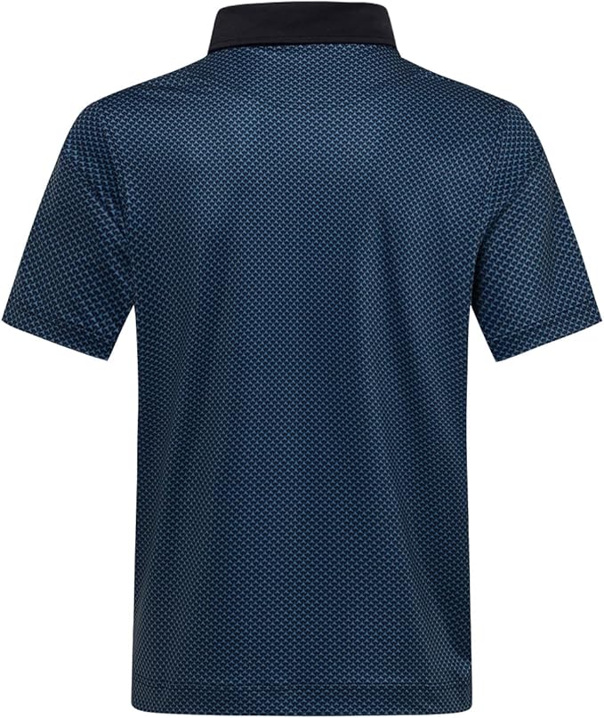 Men's Geometric Print Performance Golf Polo Shirt - Navy Blue