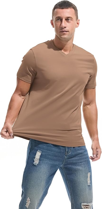 Men’s Modern Fitted V-Neck T-Shirt Premium Comfort Undershirt