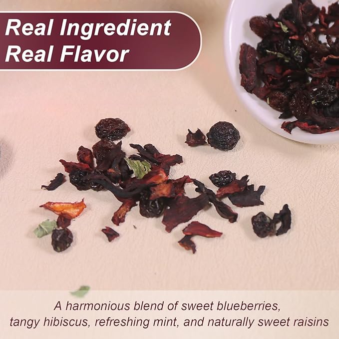 TEARELAE - Blueberry Tea, 40 Count - Premium Blueberry Tea Bags with Hibiscus, Mint & Raisins - Refreshing Taste - Non-GMO - Caffeine-Free