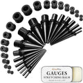 BodyJ4You 37PC Ear Stretching Kit - Beginner Gauges 14G-00G Starter Set - Aftercare Balm Wax - Steel Tapers Single Flare Plugs Screw Fit Tunnels - Women Eyelet Mens Earrings Expander Piercing Jewelry