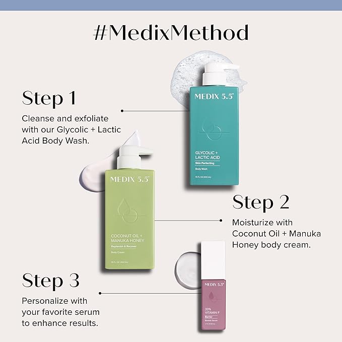 MEDIX Coconut Body Lotion + Manuka Honey Cream | Natural Coconut Oil Lotion For Women & Men | Moisturizer Cream Body Butter Skin Care Balm For Stretch Marks, Cellulite, & Dry Skin, 15 Fl Oz