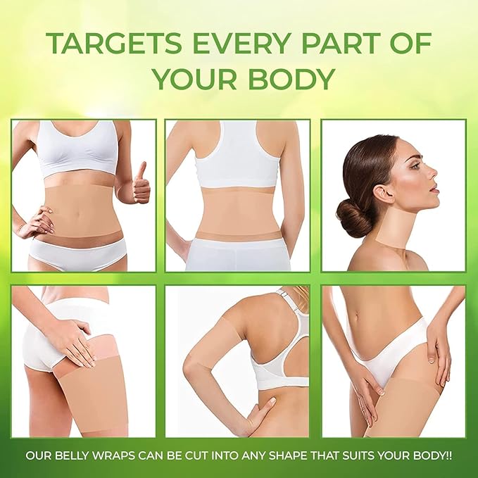 Ultimate Lipo Body Wrap With Guarana, Green Tea, and Seaweed Wraps Works for Stomach Belly Legs Arms Abdomen Skin Elasticity and Resiliency. (8 Wraps)