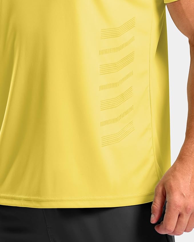 Men's Yellow Quick Dry Athletic Running T-Shirt Lightweight Gym Top