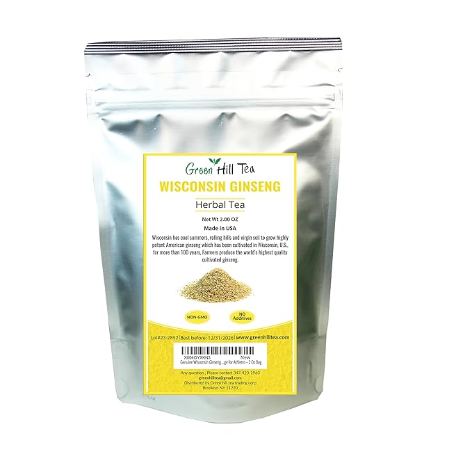 Genuine Wisconsin Ginseng Tea, A Refreshing Favourite beverage for Athletes – 2 Oz Bag
