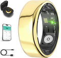 Smart Ring for Men Women with Black Charging Box, Bluetooth, Health Ring , IP68 Waterproof, Fitness Ring Tracks Heart Rate/Sleep/Steps/Sports Activities/Blood Oxygen,non-subscription app (Gold, 10)
