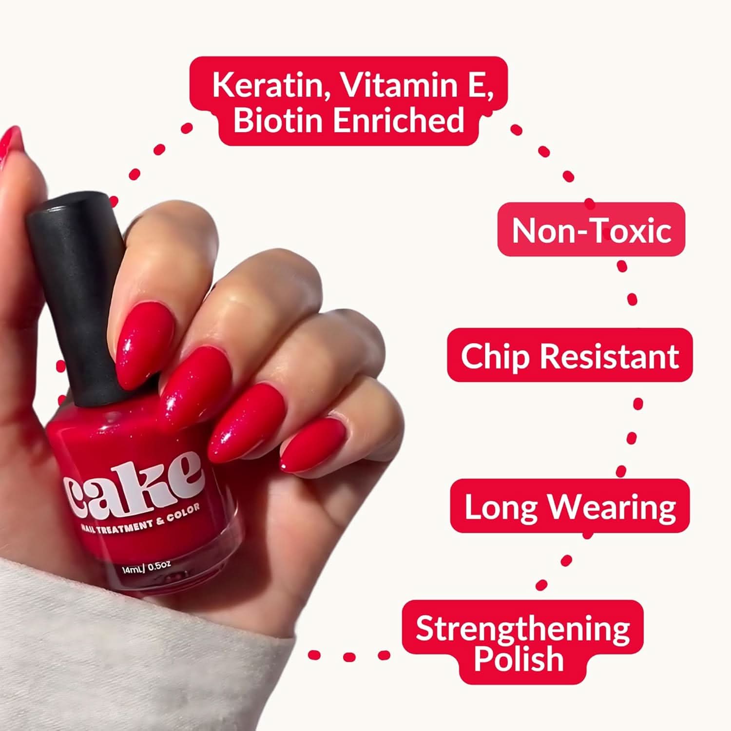 Sassy Senorita Red Nail Strengthening Polish - Non-Toxic & Vegan