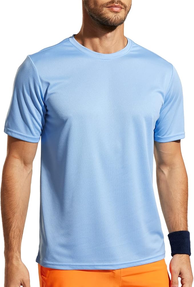 MIER Men's Quick Dry Workout Shirts Moisture Wicking Running Athletic Performance T-Shirts Recycled Polyester Top Tee
