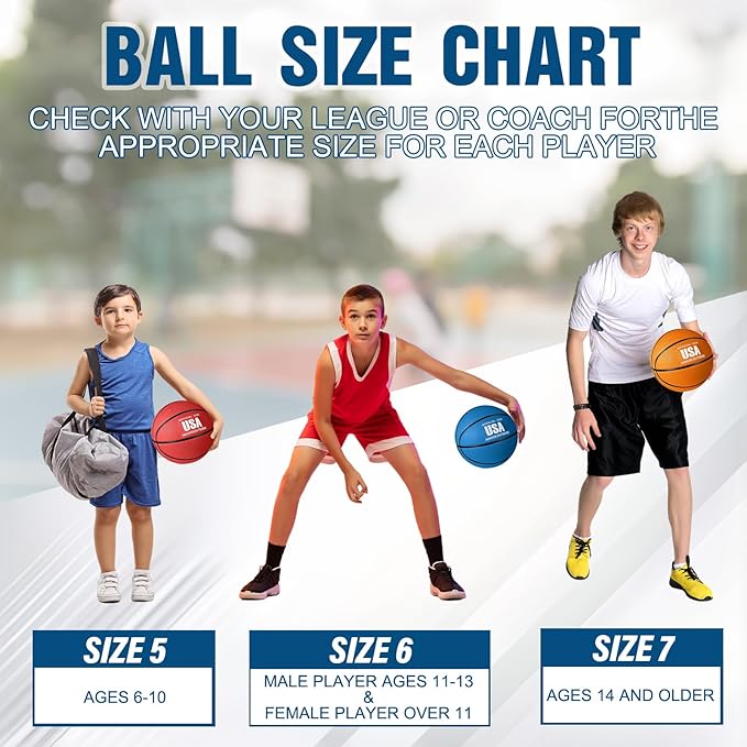 Jenaai 6 Pcs Rubber Basketballs Official Size Bulk Streetballs Multicolor Basket Balls with Pump Plain Basketball Set for Adult Youth Gifts Indoor Outdoor Training Games