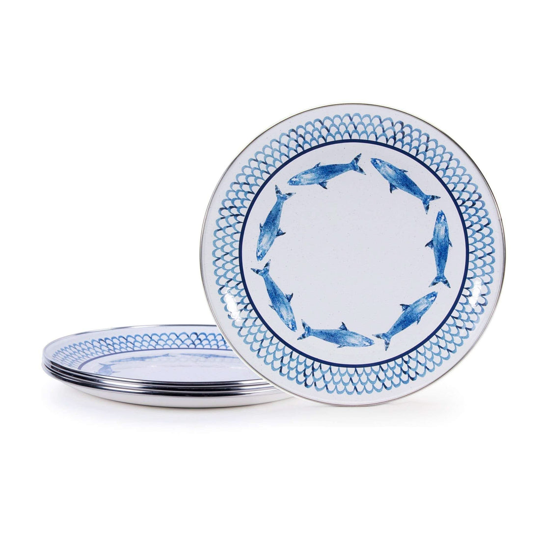 10.5-Inch Enamelware Dinner Plates, Carbon Steel - Set of 4