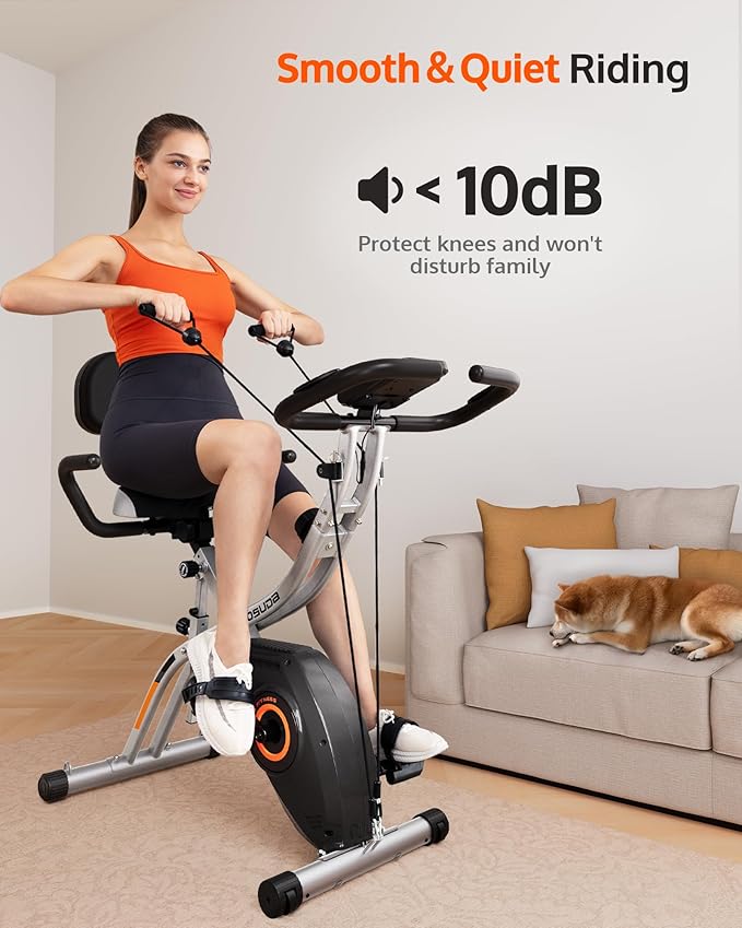 Folding Exercise Bike: 5-in-1 Magnetic Stationary Home Workout Gym