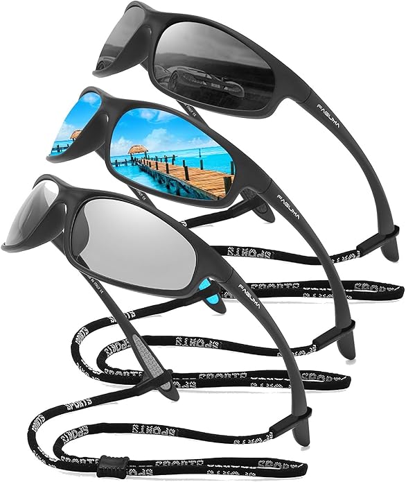 FAGUMA Polarized Sports Sunglasses For Men Cycling Driving Fishing UV400 Protection