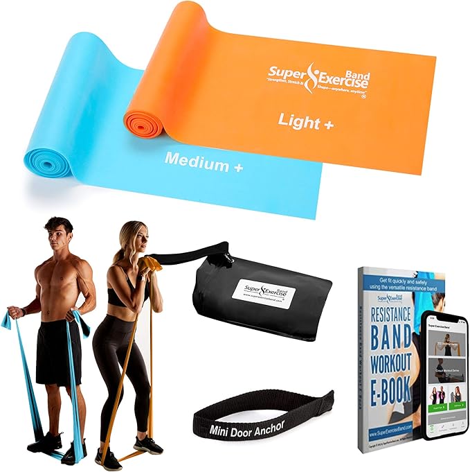 7Ft Long Resistance Bands for Stretching - Resistance Bands Set with Door Anchor - Exercise Bands Including Carry Pouch, E-Book & App - Latex-Free Workout Bands