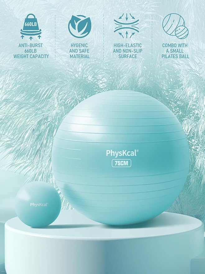 Yoga Ball for Exercise, Pilates Set, 4 Sizes Fitness Ball for Workout, Birthing, Pregnancy, Physical Therapy- Pump Included
