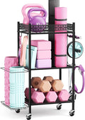 Yoga Mat Storage Rack, Home Gym Storage Rack, VOPEAK Workout Storage for Yoga Mat, Foam Roller, Equipment Gym Storage for Home Exercise and Fitness Gear (Metal)