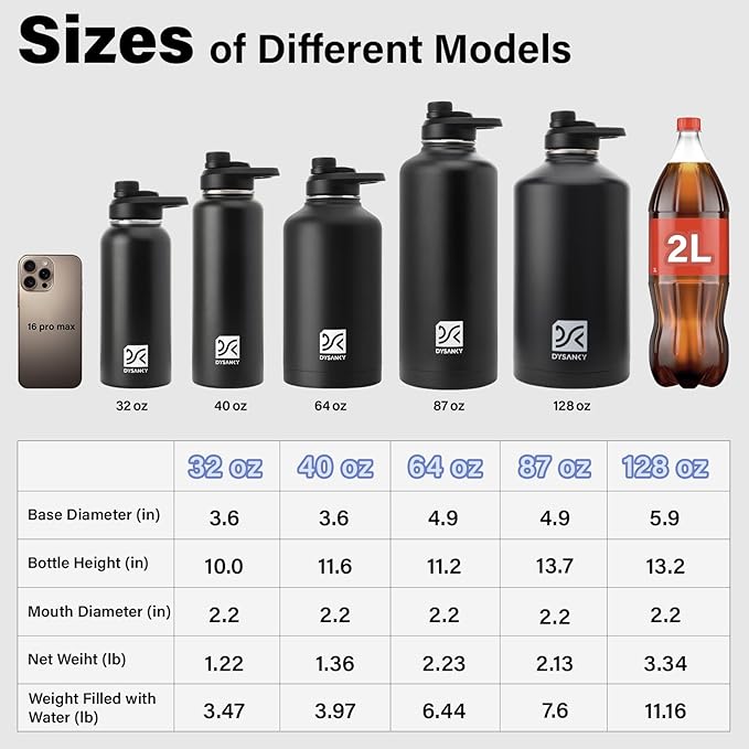 32 oz Insulated Water Bottle | Thickened Stainless Steel Vacuum Metal | Portable Sports Water Jug for Gym and Hiking with Straw, Carrier Bag, Handle Strap | BPA-Free 32 oz