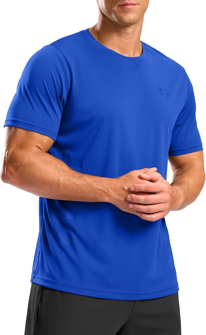 Close-up of lightweight athletic sports t-shirt showing moisture-wicking, breathable fabric texture.