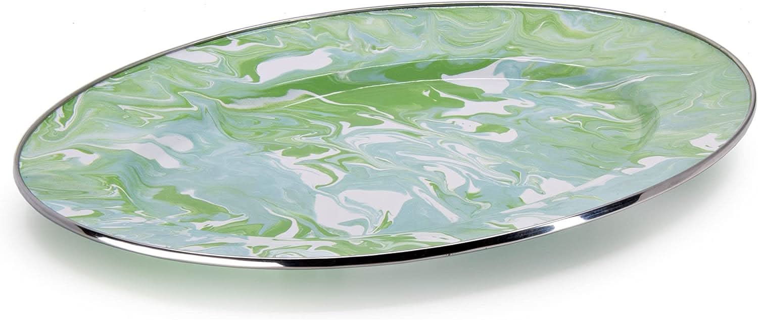 Modern Monet Oval Platter - Artistic Enamelware Serving Tray