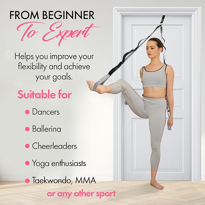 10-Loop Yoga Stretch Strap with Door Anchor for Improved Flexibility