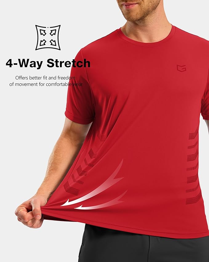 Men's Quick Dry Athletic Running T-Shirt in Vibrant Red Gym Top