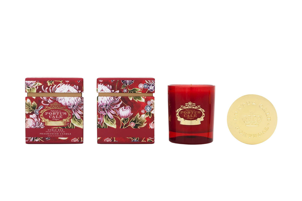 Noble Red Floral Glass Candle with Peony, Cedar and Rose Scent