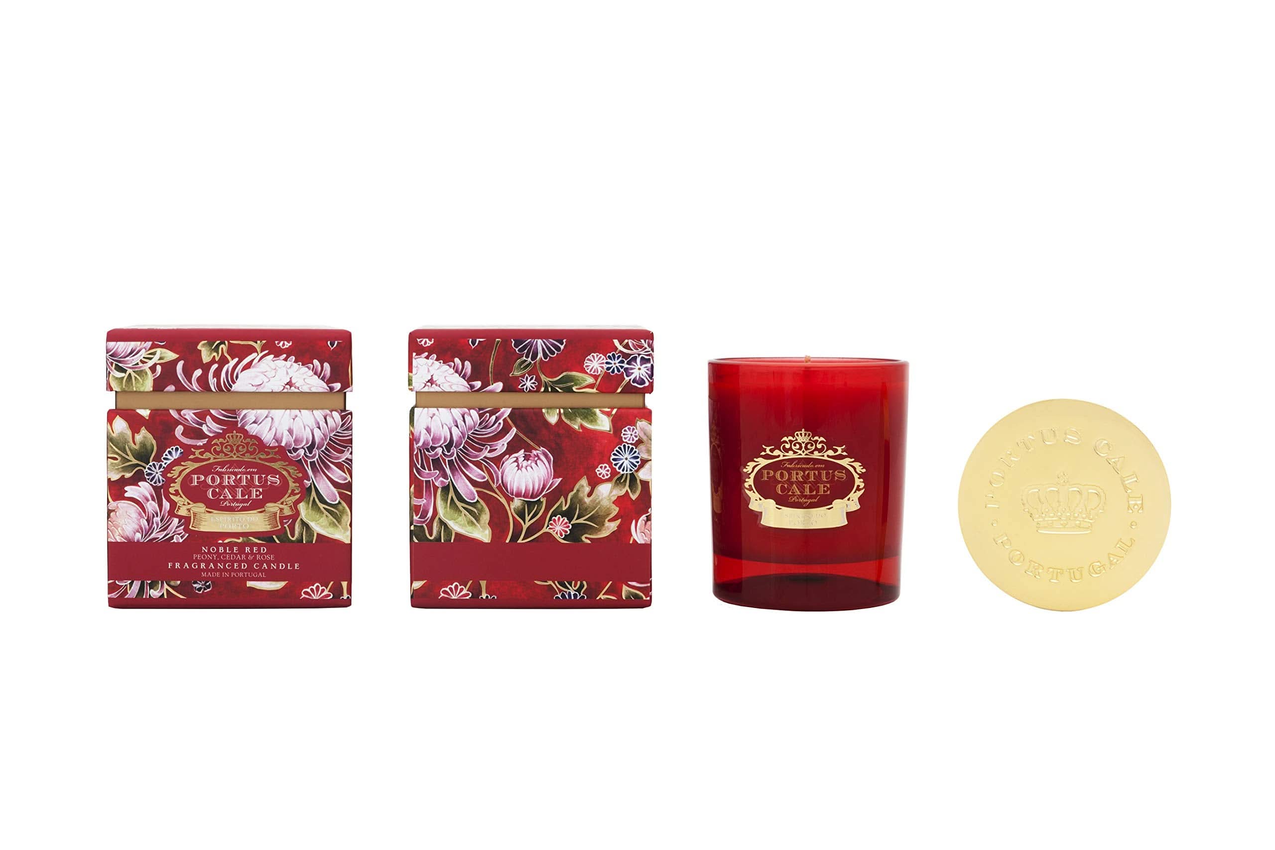 Noble Red Floral Glass Candle with Peony, Cedar and Rose Scent