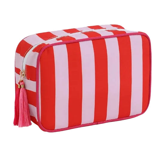 Cabana Stripe Pouch in Red - Tassel Detail