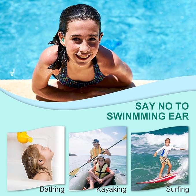 Kids Swimming Ear Plugs,3 Pairs Waterproof Reusable Silicone Child Swim Earplugs for Swimming Surfing Bathing Showering,Small Children Water Ear Plugs Suitable for Boys and Girls (Kids 4-12 Years Old)
