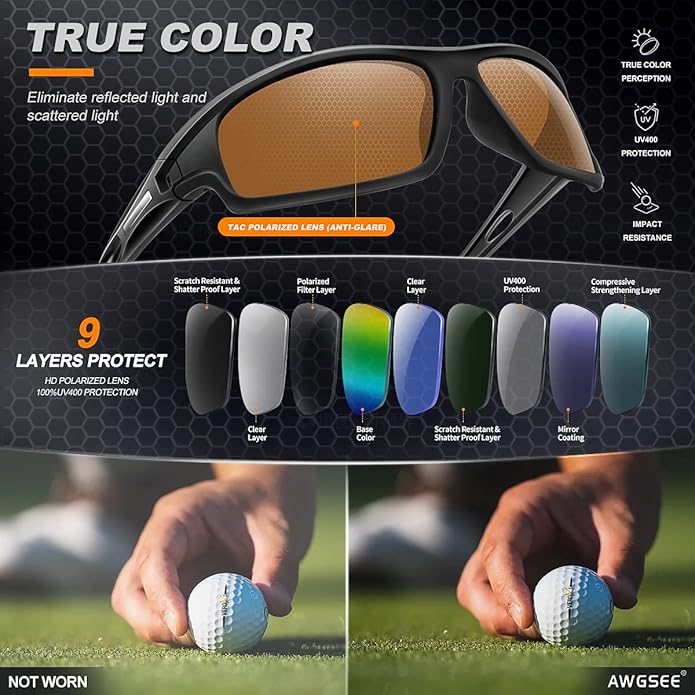 Polarized Sports Sunglasses for Men 100% UV Protection Wrap Around Unbreakable Sun Glasses for Fishing Driving