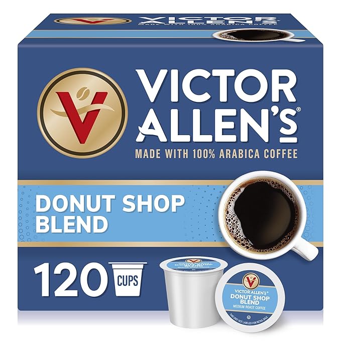 Victor Allen's Coffee Donut Shop Blend, Medium Roast, 120 Count, Single Serve Coffee Pods for Keurig K-Cup Brewers