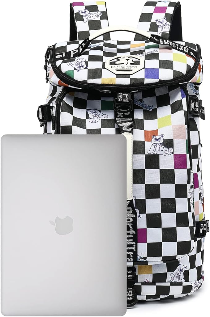 Kalesi Gym Duffle Bag Backpack 4-Way Waterproof with Shoes Compartment for travel Sport Hiking laptop (Checkerboard)