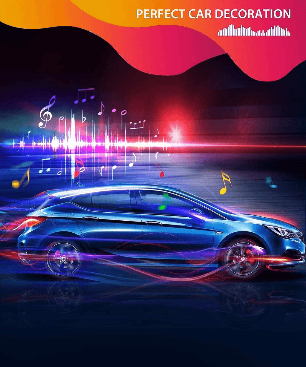 RGB LED Car Strip Lights with App Control & Music Sync Waterproof