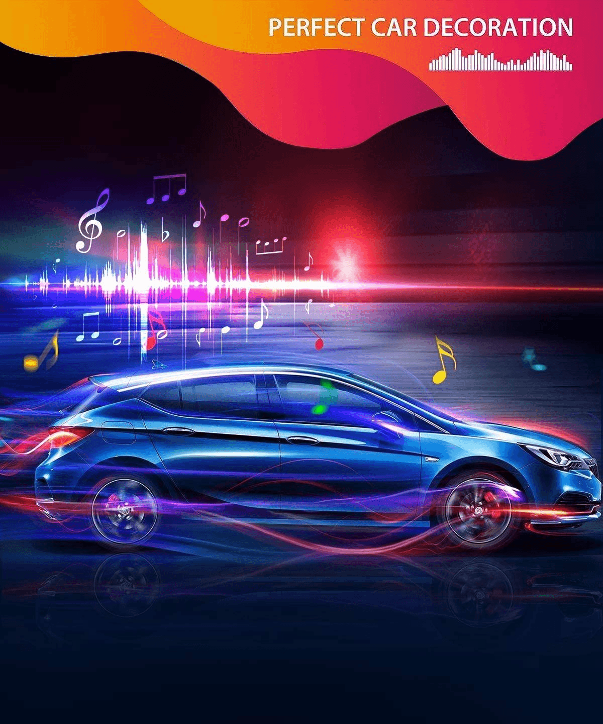 RGB LED Car Strip Lights with App Control & Music Sync Waterproof