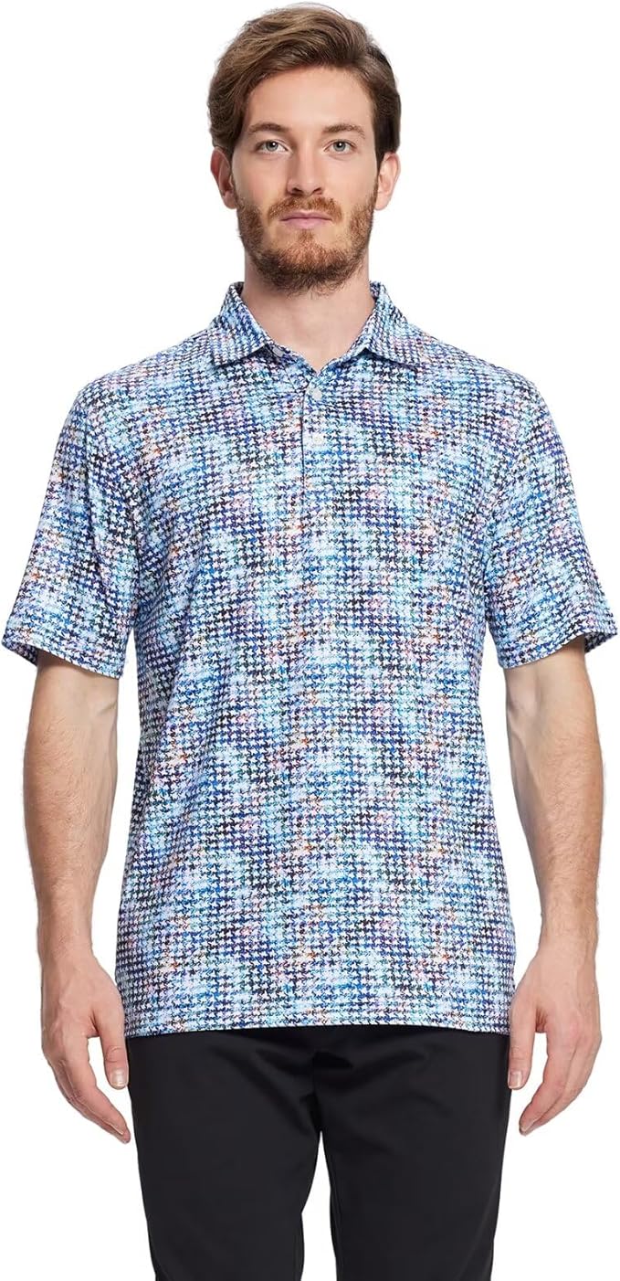 Men's Striped Performance Golf Polo Short Sleeve Moisture Wicking