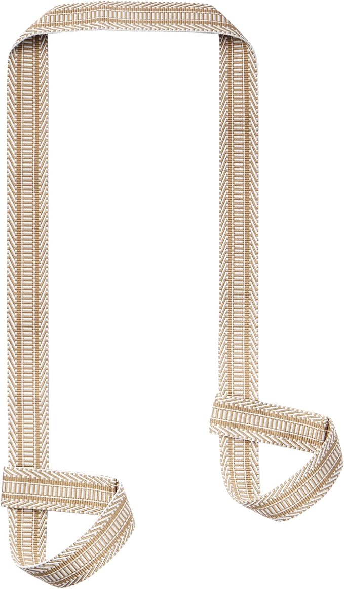 Adjustable yoga mat strap and carrier in use for carrying a rolled yoga mat