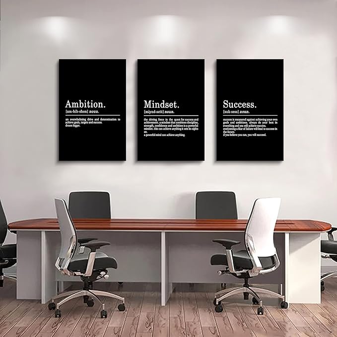 Inspirational Canvas Painting Wall Art -EPHANY ART, Motivational Wall Art Success Framed Entrepreneur Poster Positive Quotes Wall Poster for Home Office Workplace (M-3pcs,16x24inchx3pcs)