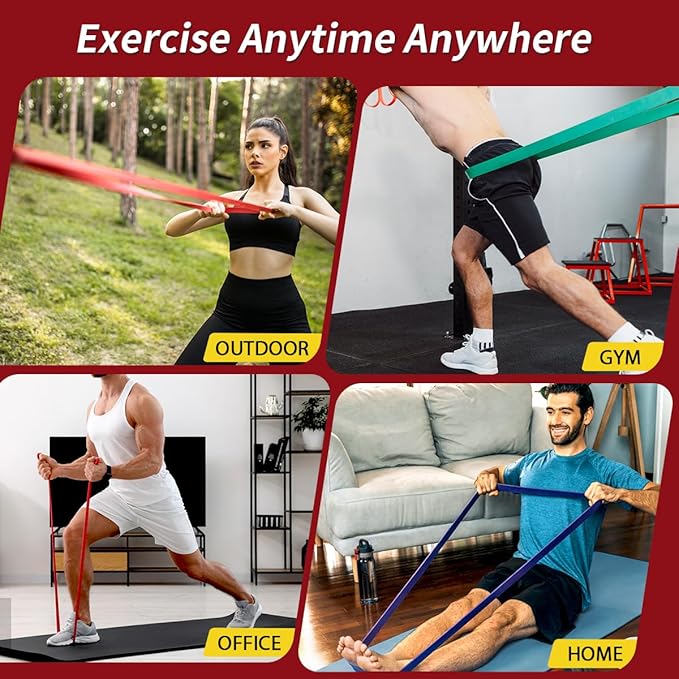 WHATAFIT Resistance Bands, Pull Up Assistance Bands, Exercise Bands, Workout Bands Set for Men and Women Home Fitness, Body Stretching, Strength Training, Physical Therapy