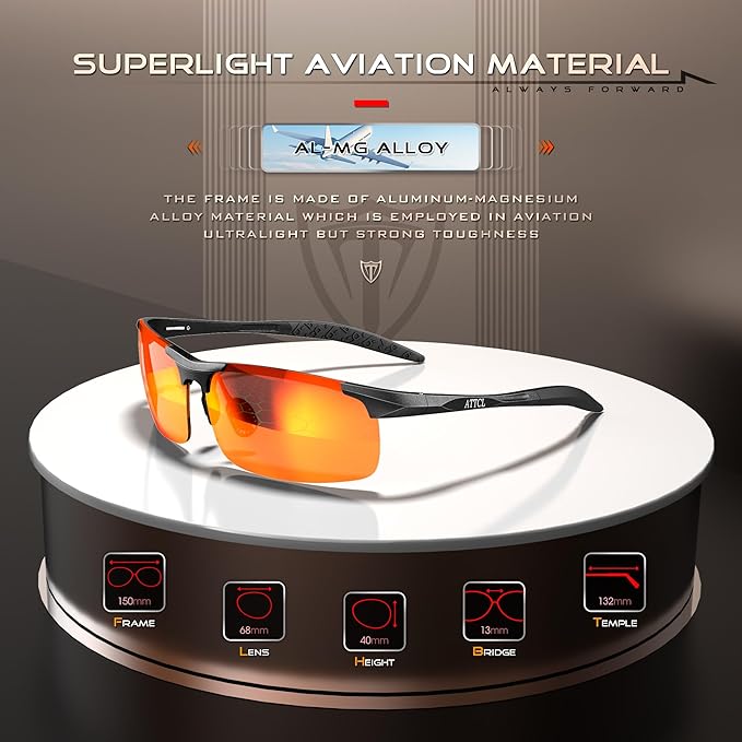 ATTCL Men's Sports Polarized Sunglasses Men for Driving running Fishing Golf - UV Protection Sun glasses Metal Frame