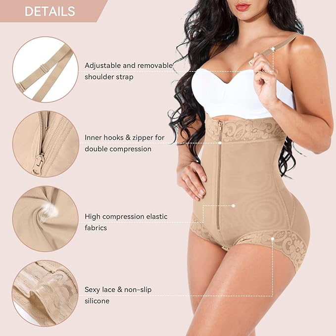 Shapewear for Women Tummy Control Fajas Colombianas Body Shaper Butt Lifter Compression Garment Open Bust Bodysuit