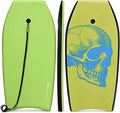 Goplus 41''/37''/33'' Lightweight Body Board for Beach, Surf Board with EPS Core, XPE Deck, HDPE Slick Bottom, Wrist Leash, Bodyboard for Kids Adults Surfing