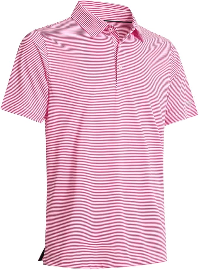 Men's Ironwave Fitness striped short sleeve performance golf polo shirt
