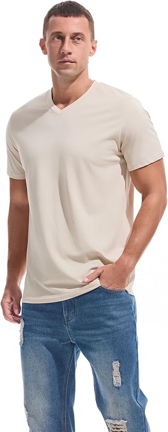 Men’s Modern Fitted V-Neck T-Shirt Premium Comfort Undershirt