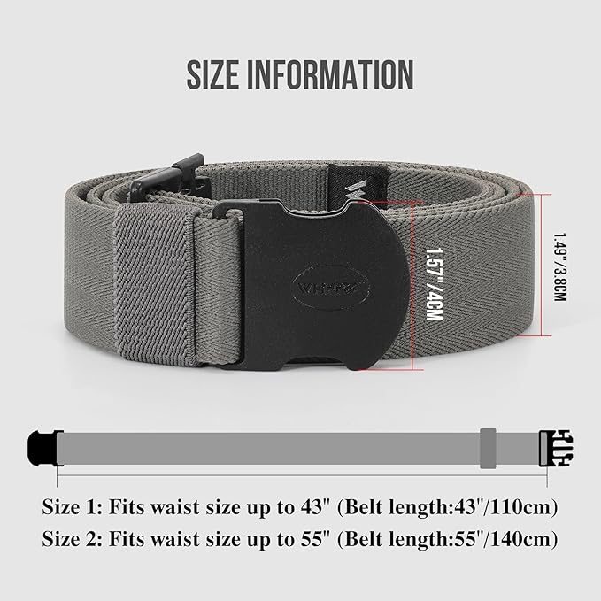 WHIPPY Mens Elastic Stretch Belt Unisex Adventure Web Belt for Women Men with Non-Metal Buckle Adjustable Belts