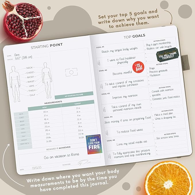 Clever Fox Wellness Planner - Weekly & Daily Health and Wellness Log, Food Journal & Meal Planner Diary for Calorie Counting, Notebook for Medical Condition Tracking, A5-Sized - Pearl