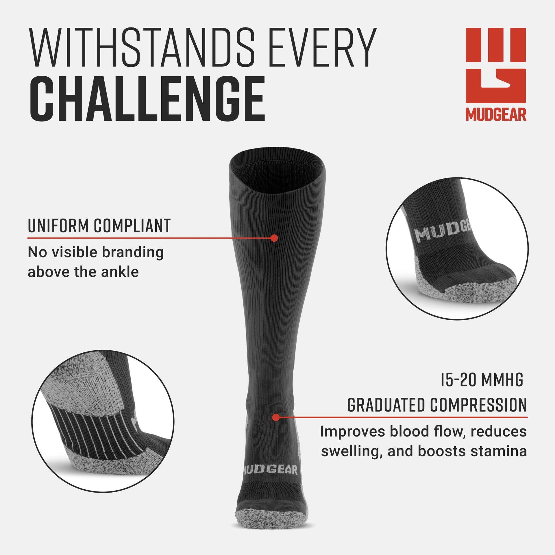 Tall Compression Socks Tactical Line (All Black)
