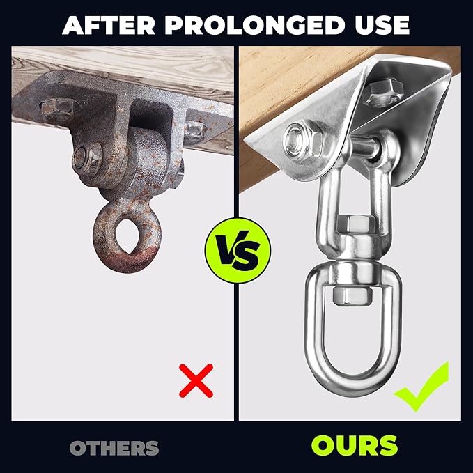 Heavy Duty Swing Hangers for Wooden Sets 2000 LB Capacity Hammock Hanger 360 Swivel Stainless Steel Swing Hardware Accessories 2 Packs for Porch Playground Yoga Heavy Bag
