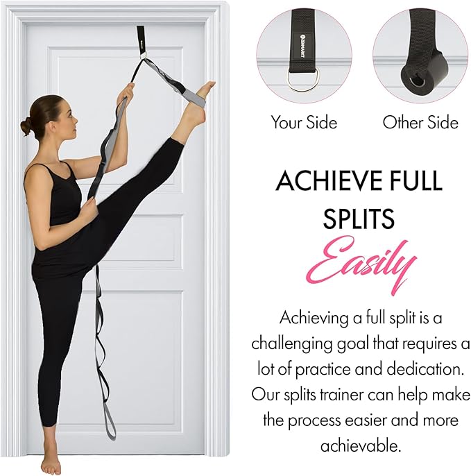 10-Loop Yoga Stretch Strap with Door Anchor for Improved Flexibility