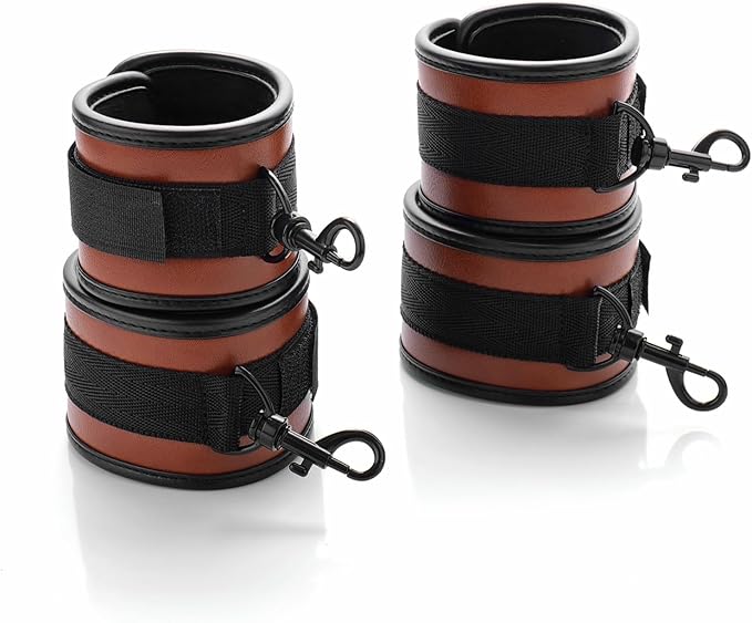 6-piece black PU adjustable fitness and yoga gear set for home training.
