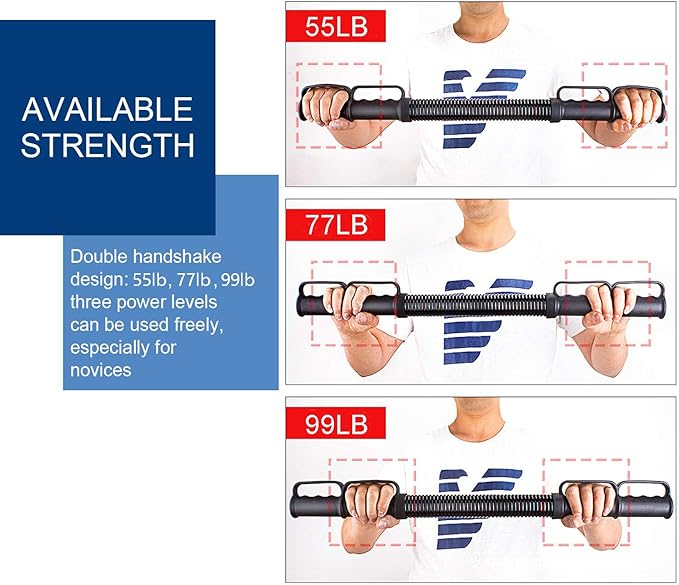 INNOLIFE Power Twister Bar, Adjustable Chest Expander, Upper Body Exercise Equipment for Chest Workout, Shoulder, Forearm, Bicep and Arm Strengthening Workout Equipment